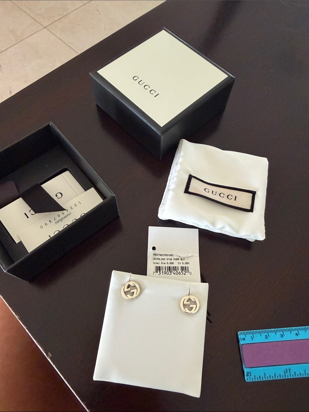 Gucci Interlocking G Round Stud Earrings stud silver - Picture 5 of 5